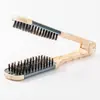 Peine Enderezador de Cerdas de Cerdo Más Vendido Transfronterizo, Peine para Peinar el Cabello en Forma de V de Doble Uso para Alisar y Ondular