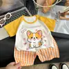 Conjunto de Verano de Manga Corta para Niños y Niñas, Conjunto de Dos Piezas de Camiseta de Cuello Redondo y Pantalones Cortos de Algodón Puro, Ropa Infantil Fina y Transpirable para Bebés