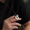 Plata de Ley 925 Chapada Colgante Grande Sólido de Paz y Alegría Collar Retro para Hombre Año Zodiacal Moda Tendencia Nacional Gargantilla
