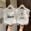 Chaleco de Algodón Puro Estilo Americano para Niños Camiseta sin Mangas para Niños y Niñas Verano Nuevo Estilo Tallas Medianas y Grandes Moda Infantil Chaleco Casual