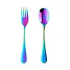 Venta al por mayor del fabricante Juego de tres piezas de cuchillo, tenedor y cuchara de acero inoxidable 304 con mango redondo, Juego de tenedor y cuchara lindo de estilo simple con revestimiento de titanio