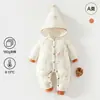 Macacão Acolchoado Espesso para Bebê 180g Outono e Inverno Quente Macacão de Engatinhar Categoria a Macacão com Capuz para Passeio Roupa de Algodão para Bebê