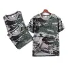 Conjunto de uniforme de treinamento militar de algodão de manga curta para homens, traje camuflado fino de verão para estudantes do ensino fundamental, médio e universitário uniforme de treinamento
