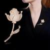 Plantas Europeas y Americanas Tallo Floral Flor de Rosa Ojo de Gato Pedrería Aleación Personalidad de Alta Gama Versátil Moda Broche Accesorios