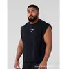 Colete Masculino GYMSHARK Verão Corrida Esportes Fitness Moda Casual Sem Mangas 24 Algodão Penteado