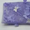 Tejido de malla bordado floral con mariposas en degradado y pedrería, multicolor, adecuado para vestidos Hanfu y cheongsams