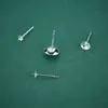 Pendientes de Plata de Ley S925 con Aguja para Perlas de Medio Agujero Pendientes Bandeja para Perlas Accesorios Hechos a Mano DIY Perla Adhesiva Plata Vacía