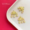 Pingente Símbolo da Fortuna Nuvem Ruyi Banhado a Ouro Cadeado da Paz Sino Vazado Estilo Chinês Acessório para Joias DIY Charme