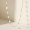 Estilo Retro de Corte Francés Acero Inoxidable Chapado en Oro de 18 Quilates Collar de Perlas para Mujer Lujo Ligero Elegante Acero de Titanio Collar sin Color