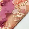 Tecido de malha bordado para vestido de noiva de designer Xiaohongshu, tecido Hanfu bordado à mão tridimensional