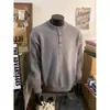 Nuevo suéter Henley de media botonadura, unisex, estilo coreano, versátil, retro y con un look sofisticado, tejido de manga larga para otoño e invierno
