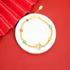 Pulsera Chapada en Oro Vietnamita con Diseño Tradicional Chino, Presentando al Dios de la Riqueza, para Mujeres, Estilo Vintage, Color Duradero, Joyería