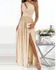 2023 Nuevo Amazon Comercio Exterior Vestido Elegante Hueco de Hombro Sesgado para Mujer para Desplazamiento Gradiente con Abertura Alta