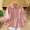 Camisa Elegante de Color Sólido Estilo Nuevo 2026 para Mujer con Mangas Tres Cuartos, Corte Holgado, Versátil, Top de Verano Dulce y Sencillo para Mujer