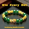 Pulseira de liga metálica banhada a ouro transfronteiriça, ágata verde e vermelha corajosa, pulseira requintada para casais, pulseira de ouro de imitação para homens e mulheres, atacado