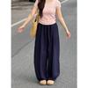 Pantalones Curvos de Lino para Mujer, Tallas Grandes, Pantalones Casuales de Cintura Alta, Caídos, Pierna Ancha, Moda de Verano, Versátiles, de Largo hasta el Suelo