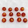 Doce Piedras de Ágata Roja Natural Redondas del Zodiaco, Ágata Roja Grabada con Sello Dorado Cuentas Sueltas del Zodiaco al por Mayor para Manualidades DIY