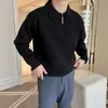 Suéter de Punto con Cuello y Media Cremallera Estilo Old Money para Hombre, Suéter Casual de Alta Gama de Color Sólido para Otoño e Invierno, Relajado y Moderno