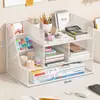 Organizador de Arquivos de Metal para Mesa Caixa de Armazenamento de Mesa Multicamadas Suporte para Livros Material de Escritório Estante de Armazenamento