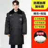Uniforme de Seguridad Ropa de Invierno Sarja Cuadrícula Negra Azul Marino Entrenamiento Abrigo de Algodón Abrigo de Longitud Media Uniforme de Trabajo de Seguridad Invierno