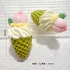 Brinquedo de Casquinha de Sorvete de Pêssego Simulado 3D Acessório de Resina Decoração Criativa Chaveiro DIY Pingente de Bolsa