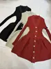 Vestido de Tricô Elegante Gola Estilo Coreano Feminino Outono Inverno Novo Desejo Puro Garota Popular Slim Chique Exquisito Lindo Saia Curta