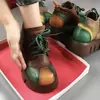 Botas de Moda Femininas Estilo Martin 2026 Outono/Inverno Bico Redondo Solado Grosso Moda Retrô Patchwork Colorido Cadarço Plataforma Baixa Botas Femininas
