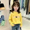 Camiseta de manga larga 100% algodón puro para niñas, con cuello redondo, nueva para primavera y otoño, versátil, casual, para niños y bebés.
