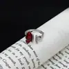 Anel Borboleta Vermelho Esmaltado Doce e Fresco Estilo Fada de Ano Novo com Cravação de Zircônia, Anel Empilhável de Nicho Y2K