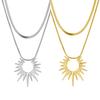 Collar de Acero de Titanio de Alta Gama con Girasol de Doble Capa que No se Desvanece para Pareja Cadena de Hueso de Serpiente Estilo Frío de Lujo Ligero para Hombres y Mujeres