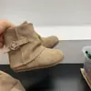 Novedades Otoño/Invierno 2026: Botines de Moda para Niña de Ante Sintético con Hebilla Metálica, Botas de Media Caña Estilo Coreano de Forro Simple