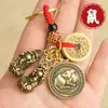 Pingente Pixiu de Liga, Chaveiro de Signo do Zodíaco, Amuleto da Sorte, Pixiu das Cinco Moedas Imperiais, Ornamento para Chave de Carro e Bolsa
