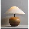 Lâmpada de Mesa Cerâmica Retrô Chinesa Abajur de Tecido Verde Escuro Lâmpada de Mesa Decorativa para Sala de Estar Quarto Luz Ambiente Simples Ferro