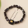 Pulseras de Bambú con Nudos de Sándalo Negro Natural, Cuentas Budistas de Sándalo Morado, Accesorios Apilables, Pulseras para Mujer, Venta al por Mayor para Puestos de Mercado