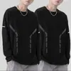 Camiseta de manga larga para hombre para primavera y otoño, disponible en blanco puro y negro, con cuello redondo, adecuada como capa base o camiseta interior, y un diseño fino y ligero para usar en otoño