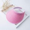 Sombrero de Paja Transfronterizo con Parte Superior Abierta, Sombrero Parasol, Sombrero de Verano para Mujer, Cubre Rostro, Versátil, Sombrero de Playa de Ala Ancha, Sombrero de Protección Solar para Exteriores
