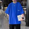 Camiseta Waffled de Manga Curta Verão Masculina Marca Trendy Solta Cyber Popular Top de Meia-manga Casual Solto Estilo Hong Kong Ins