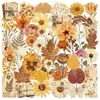 50 adesivos de espécimes de flores secas vintage, folhas de plantas em relevo, materiais para scrapbook, decoração de colagem, pacote de adesivos transparentes