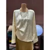 Lindo Top Jacquard Amarelo Claro Estilo Chinês Novo para Mulheres, Modelo de Primavera, Super na Moda, Design Único, Camisa Soltinha com Gola Redonda