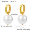 Pendientes Colgantes de Acero Inoxidable Chapado en Oro con Forma de U y Perla de Concha Transfronterizos Europeos y Americanos, Estilo Francés Ins Lujo Ligero Moda Accesorios Versátiles para Mujeres