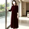 Vestido Nuevo de Terciopelo Dorado Talla Grande para Mujer Otoño Invierno Moda Larga Hasta la Rodilla Estilo Mamá Dama Rica