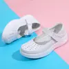 Zapatos de Enfermera en Stock para Mujer, Otoño, Suela Blanda, Transpirables, Antideslizantes, Piel Genuina, Blancos, Zapatos de Trabajo Médico, Comercio Exterior Transfronterizo, Dropshipping de Una Pieza