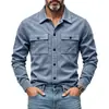 Jaqueta Camisa Masculina de Camurça Resistente para Uso Externo Estilo Europeu e Americano Manga Longa Casual Solta para o Dia a Dia