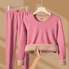 [Terciopelo de camello grueso] conjunto de ropa interior térmica de otoño e invierno de cuello medio alto para hombre y mujer, afelpado y grueso, resistente al frío, ropa de otoño, pantalones largos