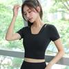 Roupa de Yoga Outono e Inverno Fitness Roupa para Corrida Matinal de Corrida Roupas de Secagem Rápida Bojo Fixo Macacão de Manga Curta para Corrida Feminino