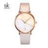 Relógio Feminino Transfronteiriço Sk Shengke Tendência Cor Contrastante Simples Costura em Duas Cores Mostrador Sem Números Padrão Sol Relógio Feminino 0095