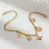 Collar Taina de Acero Inoxidable Europeo y Americano Lujo Ligero Nicho Versátil Abejita Girasol Collar con Múltiples Colgantes para Mujer No se Desvanece