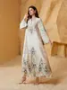 Sw1004 Bata Larga Transfronteriza Vestido con Estampado de Leopardo con Pedrería y Cuentas para Mujeres Abayas