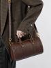 Bolsa de couro legítimo Maillard Vintage Cross-border Bolsa feminina leve de luxo estilo ocidental Bolsa Boston Bolsa mensageiro de couro de vaca curtido com vegetais