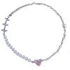 Collar de cadena de amor rosa con costuras de perlas de diseño de nicho para mujer, nuevo estilo, dulce y moderno, cadena de clavícula de alta gama.
